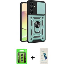 Marsilyan™- Galaxy A35 5g Kılıf Ahenk Klasik - Şeffaf Pasifik Cam Ekran Koruyucu + Gümüş Raze Metal Kamera Lens