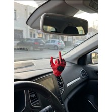 3D Tasarım Deadpool Tarzı Orta Parmak Araba Dikiz Aynası Süsü - Kırmızı/siyah Özel Seri