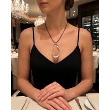 Vintage Takı Gümüş Kaplama Soyut, Geometrik Tasarım Kolye : Modern Sanat Esintili Silver Burgu Kolye