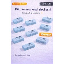 Karmaofis 10'lu Mavi Pastel Silgi Seti | Tozsuz Iz Bırakmayan Yumuşak Silgi | Okul Ofis Çizim