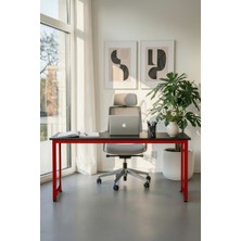 KODIGU 160X60 cm Mevi Çalışma Masası – Ayarlanabilir Metal Ayaklı Siyah-Kırmızı Modern Ofis Masası