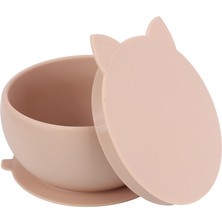 Pandish Kitten Vakum Tabanlı Kapaklı Silikon Kase - Pembe