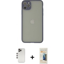 Marsilyan™- iPhone 12 Pro Max Kılıf Ahenk Çizgi Serisi - Siyah 6d Mat Seramik Hayalet Nano Ekran Koruyucu + Gökkuşağı Shine Kamera Lens