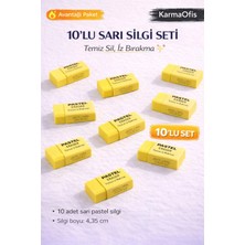 Karmaofis 10'lu Sarı Pastel Silgi Seti | Tozsuz Iz Bırakmayan Yumuşak Silgi | Okul Ofis Çizim