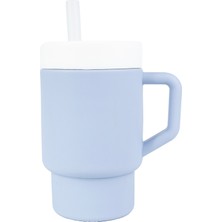 Pandish Mugley Tek Kulplu Kapaklı Pipetli Silikon Alıştırma Bardağı - Mavi