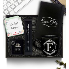 As Gift Kişiye Özel Siyah Defter & Kupa & Zippo Tarzı Çakmak & Kalem Hediye Seti