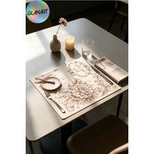 Glanart 30 Adet 28X41 cm Ebatlarında Masa Üstü Kraft Amerikan Servis Kağıdı Çiçek Desen