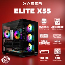 Xaser Elite X55 Ryzen 5 7500F 16GB Ddr5 Ram 1tb M.2 Nvme SSD 12GB RTX5070 Masaüstü Oyuncu Bilgisayarı