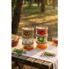 Zuri Design 6’lı Cam Saklama Kabı Cappuccino Rengi Kapaklı Şeffaf Kavanoz Seti 425 cc