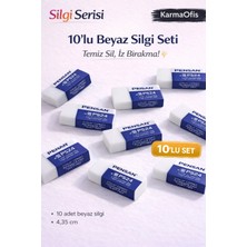 Karmaofis 10'lu Beyaz Silgi Seti PS24 | Tozsuz Silgi, Iz Bırakmayan Yumuşak Silgi