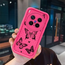 Ucuc Vivo X300 Pro Uyumlu Pembe Kırmızı Silikon Kılıf Darbeye Dayanıklı Kamera Koruma