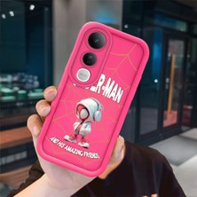 Ucuc Vivo V50 Lite 4g/5g Uyumlu Pembe Kırmızı Silikon Kılıf Darbeye Dayanıklı Kamera Koruma