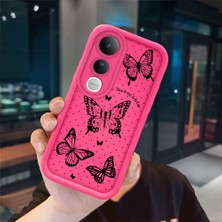 Ucuc Vivo V50 Lite 4g/5g Uyumlu Pembe Kırmızı Silikon Kılıf Darbeye Dayanıklı Kamera Koruma