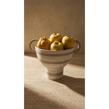Minteks Soho El Yapımı Seramik Meyvelik - (Bej-Beyaz)