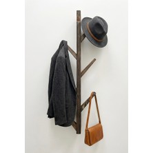 O&a Wood Doğal Ahşap Vestiyer, Dekoratif 6 Askılı Portmanto, Vintage Elbise Askısı Siyah
