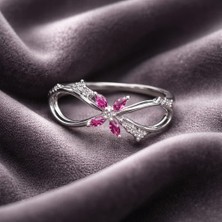 Jane Silver 925 Ayar Gümüş Pembe Dallı Yüzük