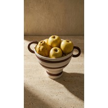 Minteks Soho El Yapımı Seramik Meyvelik - (Bej-Kahve)