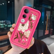 Ucuc Vivo V50 Lite 4g/5g Uyumlu Pembe Kırmızı Silikon Kılıf Darbeye Dayanıklı Kamera Koruma
