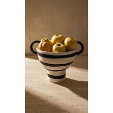 Minteks Soho El Yapımı Seramik Meyvelik - (Siyah-Bej)