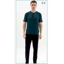 Kly Erkek Midi Yaka Bambu Pijama Takımı