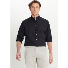 Altınyıldız Classics Erkek Siyah Comfort Fit Rahat Kesim Hakim Yaka Gömlek