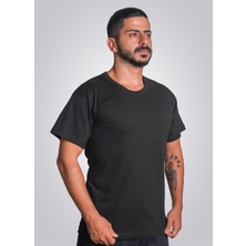 Okapi Bisiklet Yaka Kısa Kol Penye T-Shirt Siyah