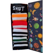 Famemus Accessory 6 Çift Renkli Desenli Özel Kutusunda Tenis Çorap Seti Çorap Spor
