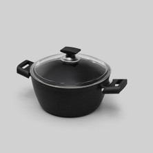 Derin Tencere 24 cm Siyah Hisar Optima Ares Titanyum