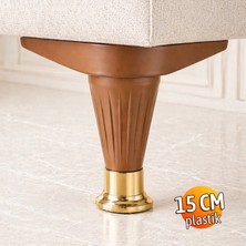 Badem10 Aytuğ Akasya Kahverengi Altın Renk 15 cm Ayarlanabilir Mobilya Kanepe Baza Tv Ünitesi Ayağı Plastik