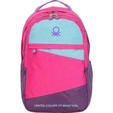 United Colors Of Benetton Kız Çocuk Sırt Çantası Mor-Fuşya Renkli Color Blocking Özellikli 44x28x11 cm