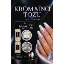 Misyul Krom & Inci Tozu Kalıcı Oje Üstü Parlak Efektli Nail Art Tozu