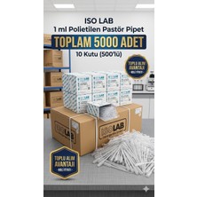Isolab Pastör Pipet - 5000 Adet 1 ML - (10 adet x 500 lü kutu) - Plastik Damlalık - 1 ml