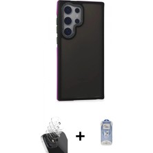 Marsilyan™- Galaxy S24 Ultra Kılıf Eksen Işık - Siyah Joko Magic 5d Cam + Şeffaf Kamera Lens Koruma Cam