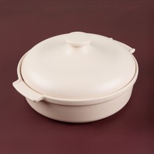 Aryıldız Elissa Kapaklı Karnıyarık Fırın Kabı Mat Beyaz 29 cm