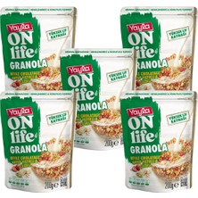 Yayla Onlife Beyaz Çikolatalı Antep Fıstıklı ve Çilekli Granola 200 g x5