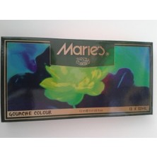 Maries Guaj Boya Seti 12 Renk 12 ml Metal Tüp Canlı Tonlar Kapaklı Dayanıklı Saklama Kutusu