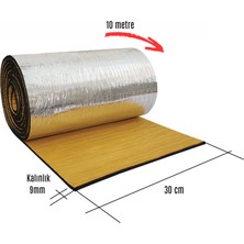 SLC Marketim Kauçuk Bant Oto Ses Yalıtımı 9mm Alüminyum Folyolu 30 cm x 10 Metre