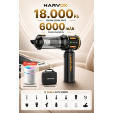 Harvox Kablosuz Taşınabilir Şarjlı Araç Içi Süpürge 18000PA Güçlü Vakum Üflemeli Hava Nemlendirici Hediyeli Araba Süpürgesi