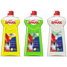 Asperox Sparx Bulaşık Deterjanı 1200 ml x 3 Limon - Elma - Aloevera Hassas Eller