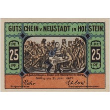 Banknoting Almanya 25 Pfennig 1921 Notgeld-Neustadt Holsteın. Çil.