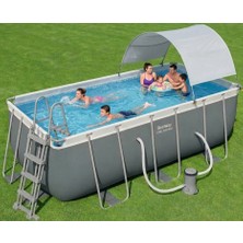 Bestway Steel Pro Max Yer Üstü Gölgelikli Prefabrik Dikdörtgen Havuz Seti 412 cm x 201 cm x 122 cm 56456 BW594