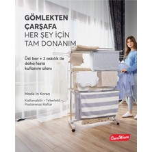 Ceraware Home Lite Premium 3 Katlı Çamaşırlık Made in Korea Tekerlekli Çamaşır Kurutmalık  Eco Gri