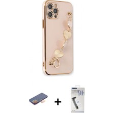 Marsilyan™- iPhone 12 Pro Kılıf Nova Işık Prime - Şeffaf Uv Polymer Nano Ekran Koruyucu + Turuncu Renkli Kamera Lens Koruma Cam