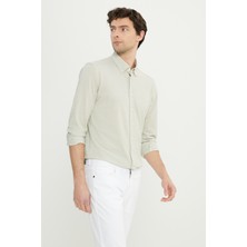 Altınyıldız Classics Erkek Haki 360 Her Yöne Esneyen Pamuklu Slim Fit Dar Kesim Düğmeli Yaka Örme Gömlek