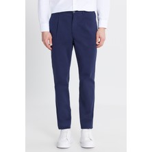 Altınyıldız Classics Erkek Lacivert Pamuklu Slim Fit Dar Kesim Yan Cepli Casual Esnek Pantolon