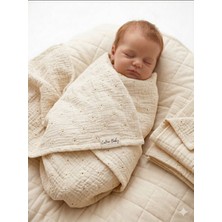 Caline Baby 2 Katlı %100 Pamuk Müslin Brode Kundak ve Örtü Bezi | 110X110 cm | Papatya Desen | Yenidoğan & Bebek Battaniyesi