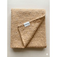 Caline Baby 2 Katlı %100 Pamuk Müslin Brode Kundak ve Örtü Bezi | 110X110 cm | Papatya Desen | Yenidoğan & Bebek Battaniyesi