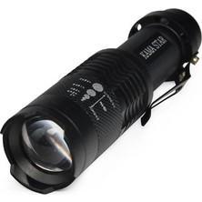 İlanib Ticaret Km 87 Polis Tipi Zoomlu Şarjlı Metal Dağ Kamp Cep Feneri