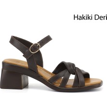 Gönderi(r) Kadın Kahve Antik  Bilek Bağlı Kalın Topuklu Hakiki Deri Sandalet