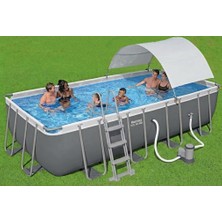 Bestway Steel Pro Max Yer Üstü Gölgelikli Prefabrik Dikdörtgen Havuz Seti 5,49 M x 2,74 M x 1,22 M 56465 BW590